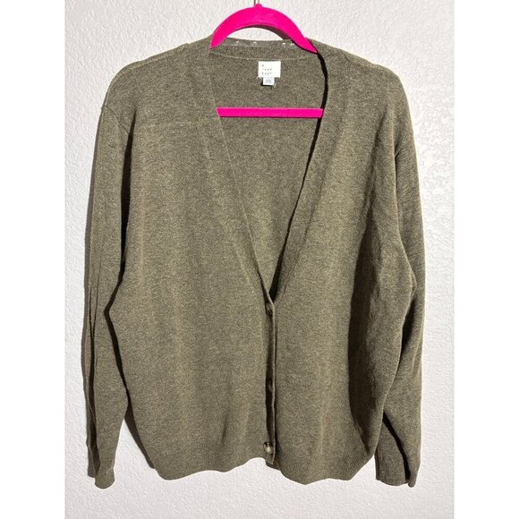 A New Day Cardigan Sweater Womens Button-Up size XXL Olive Green - Picture 1 of 6